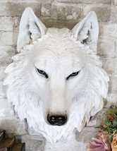 Large Ghost Albino Snow White Wolf Head Wall Decor Plaque 16&quot;H Direwolf Figure - £60.49 GBP