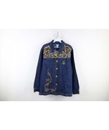 Vintage Y2K Streetwear Womens 2XL Safari Leopard Flower Denim Jean Jacke... - $1,260.18 MXN