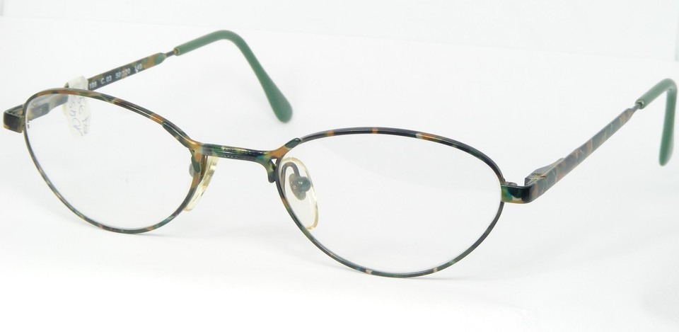 Vintage KUMPFMULLER 108 03 GREEN MULTICOLOR UNIQUE RARE EYEGLASSES 50-20... - $49.48