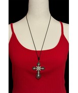 Gothic Cross Pendant Necklace Adjustable Black String Rope Victorian Style Retro - $19.98