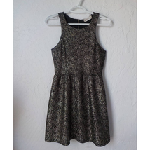 Altard State Black Gold Shimmer Texture Fit Flare Racerback Aline Dress Sz Small - £12.43 GBP