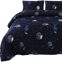 Comforter For Queen Size Bed, Blue Queen Comforter Set With Galaxy Space Design, - £72.74 GBP
