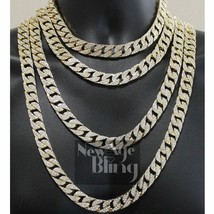 Mens Miami Cuban Choker Link Cubic Zirconia Necklace Hip Hop Chain Gold Plated - £6.08 GBP+