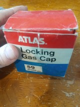 OEM NOS Vintage Car Atlas Chrome Locking gas cap cover w/ keys blue ring  # 59 - £15.17 GBP