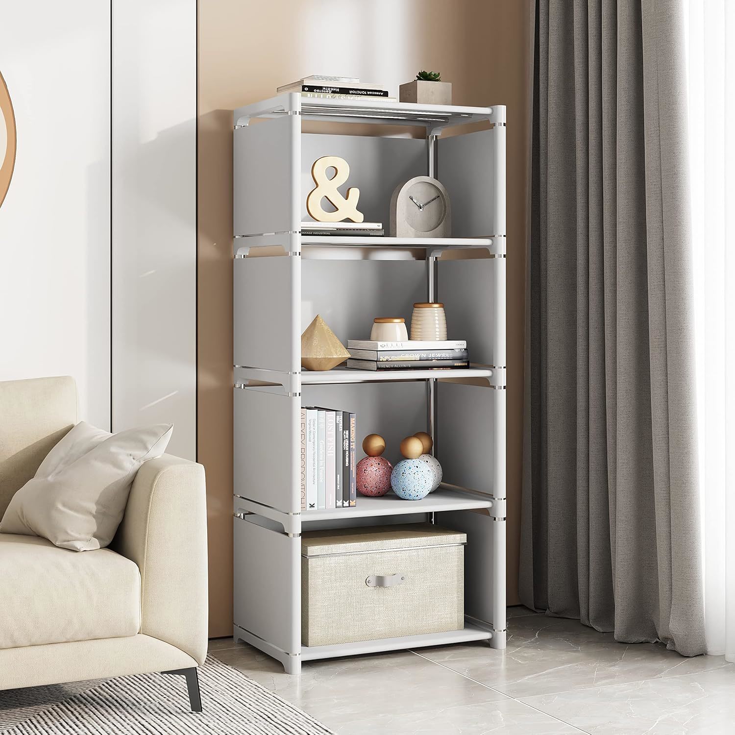 Storage Cube Shelves, 5-Layer Small Bookshelf, 4-Cube Organizer Shelf, R... - $33.47