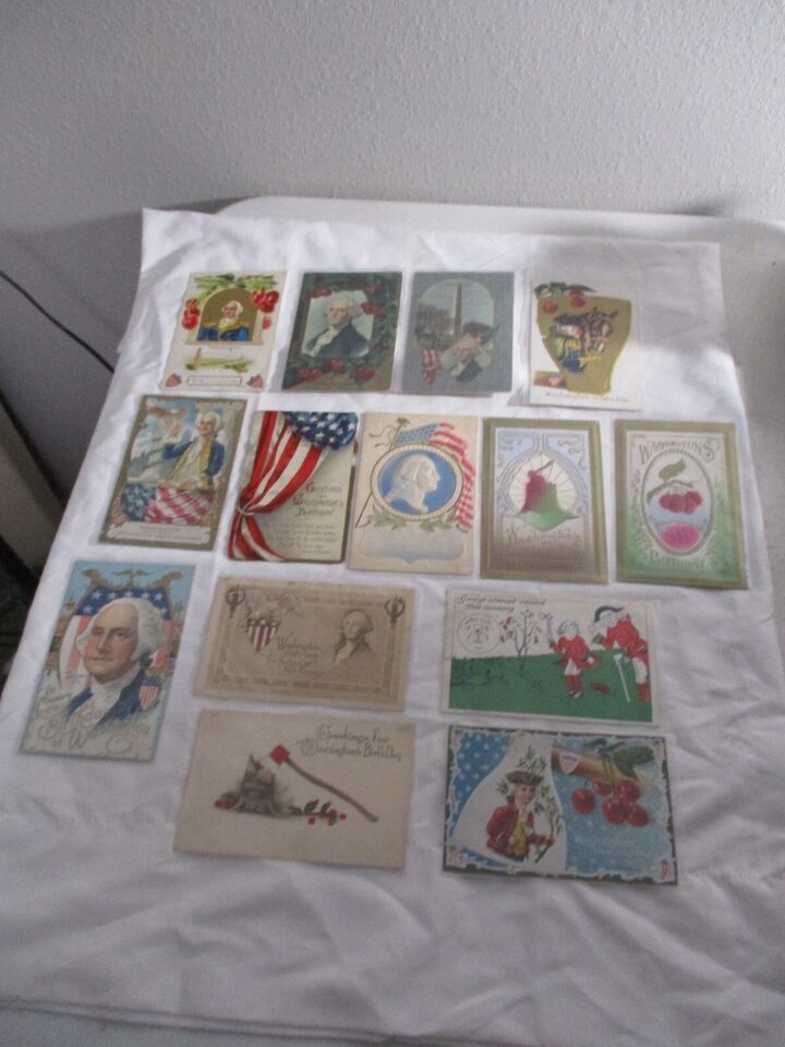 14 ANTIQUE POSTCARD GEORGE WASHINTON BIRTHDAY Celebration LOT EARLY 9100S - $53.45