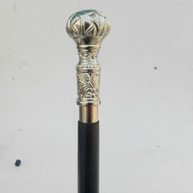 Brass Silver Designer Handle Wooden Vintage Walking Cane Antique Style S... - $32.47