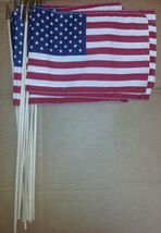 12" x 18" USA flags with wooden pole (DOZEN) - $34.65
