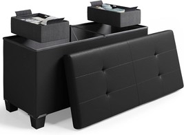 30“ Storage Ottoman Bench Chest Folding Living Room &amp; Bedroom Footrest with Bins - £46.66 GBP