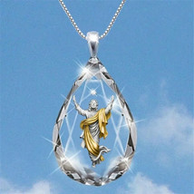 Collar Colgante Jesús Cristal Hombre Amuleto Religios Cristiano Metal Mo... - £18.07 GBP