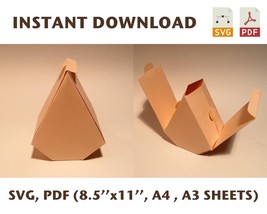 Cone box template, flower box, pyramid box, sandwich box, gift box, 8.5x11, A4 - £1.19 GBP