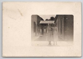 RPPC Two Edwardian Young Ladies Pose For Photo On Sidewalk c1908 Postcar... - £3.89 GBP