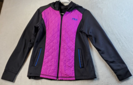 FILA Hoodie Youth Size XL Black Pink 100% Polyester Long Sleeve Pockets ... - $9.39