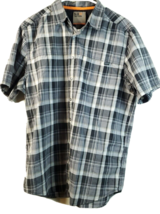 511 Tactical Shirt Men&#39;s Medium Gray Plaid Short Sleeve  Button-UP - £13.52 GBP