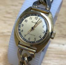 Vintage Pierre Vallee Watch Swiss Hand Wind Lady Gold Tone Chain Mechanical 7&quot; - £22.77 GBP