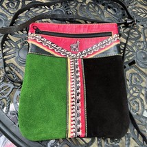 Peruvian Llama Bag/Purse Unisex Peru Green/black Suede Leather Hand Stam... - £21.67 GBP