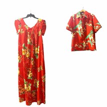 1970s Dress Sz 10 &amp; Mens Shirt Sz Med Floral Fashions by Loke Honolulu H... - £88.65 GBP
