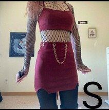 Burgundy Suede Set Skirt &amp; Top Size S - $33.66