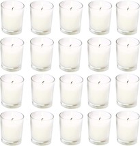 Warm White Unscented Clear Glass Filled Votive Candles, 20 Pack, Hand, Party. - £27.75 GBP