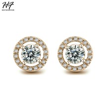 Classic Colorful Zirconia Bling Stud Earrings for Women Design Sliver Color Hear - £10.47 GBP