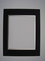 Picture Frame Double Mat 11x14 for 8x12 photo Black with silver liner - £8.05 GBP