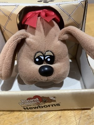 Tonka Pound Puppies Newborn Tan Red Bow 8" Stuffie 1985 Dog Box Item image 7