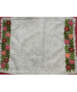 hand embroidered Floral Needlework linen Placemat - £20.33 GBP