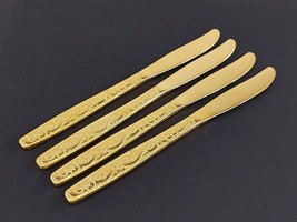 American Golden Heritage GOLDEN SCROLL 4 Dinner Knives 8&quot; Silverplate Fl... - $10.89
