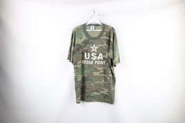 Vintage Mens XL Faded Spell Out Cedar Point Amusement Park Camouflage T-Shirt - £26.76 GBP