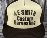 Vintage A E Smith Custom Harvesting Brown Mesh Back Foam Snapback Trucke... - $9.74