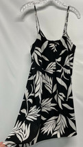 Loft Sundress Swing Shift Dress Tropical Black White Elegant Silky Lined M - £26.38 GBP