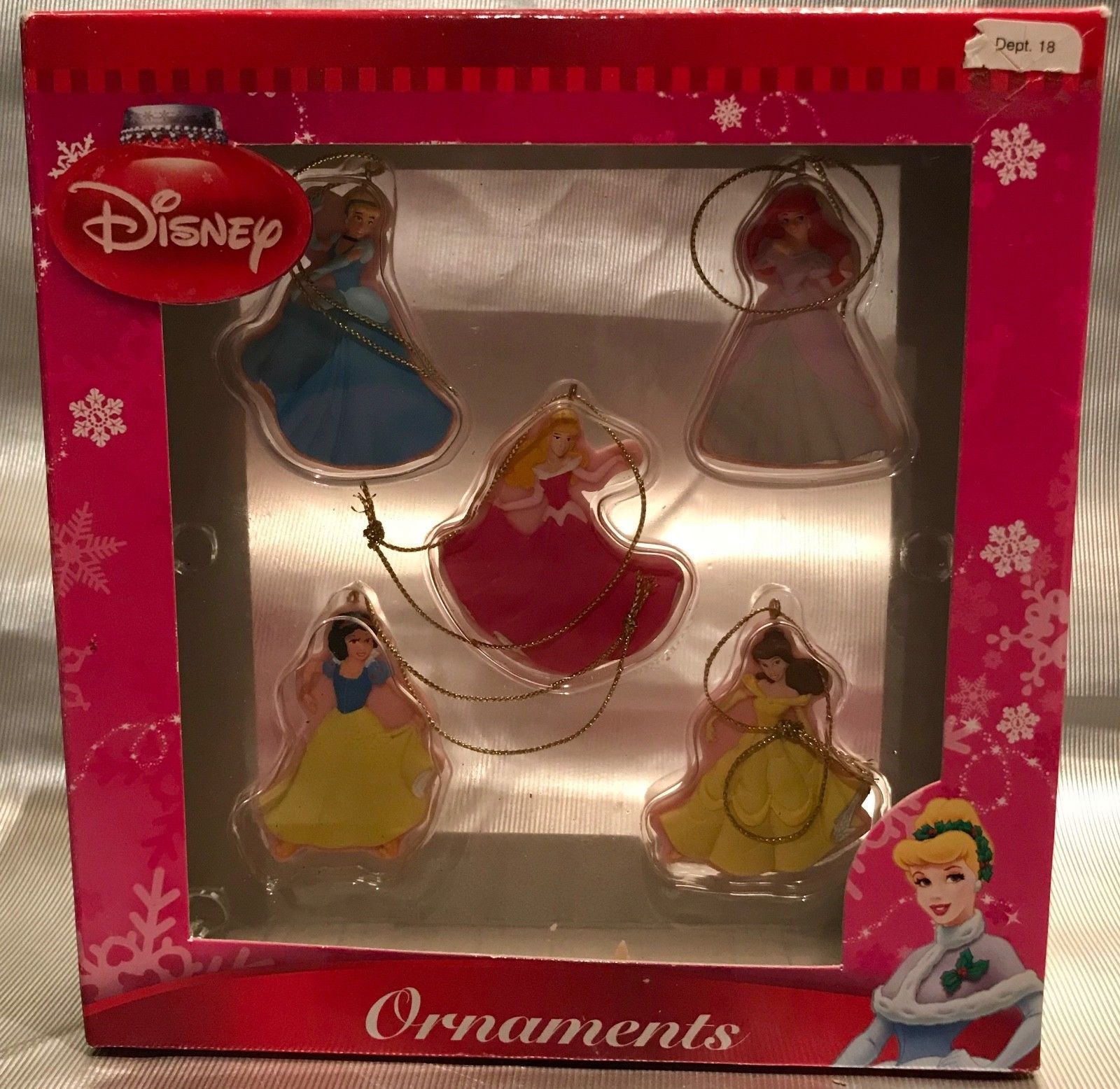 Hallmark Disney Princess Ornament Set ~Ariel Belle Cinderella Snow White Aurora - $12.94