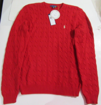 Ralph Lauren Women’s Cable Knit Sweater XL X-Large Red w/ Gold Pony NWT NEW - $75.00