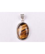 Sterling Silver Tiger's Eye Stone Design Pendant Wonderful Lovely Neckla... - $99.64+