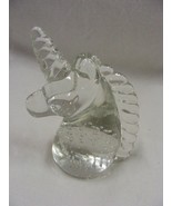 Vintage Glass Unicorn Head Figurine Small Paperweight - €16,87 EUR