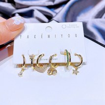 SIPENGJEL 6 Pcs Gold Color Love Heart Dangle Earrings Set for Women Punk Exagger - £8.72 GBP