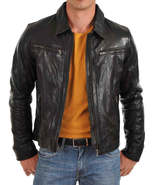 Mens Leather Jacket Stylish Genuine Lambskin Motorcycle Bomber Biker Jac... - $117.50