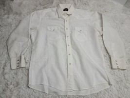 Wrangler Shirt Men&#39;s XL Authentic Western Wear Pearl Snap Cowboy Rodeo White VTG - £9.74 GBP