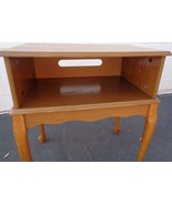 Beautiful Interesting Wood Veneer End Table – OPEN FRONT – SLOTTED BACK ... - $247.49