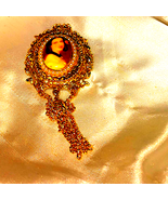 Beautiful~Gorgeous~Gold/Pearl Cameo Brooch/Pendant - £18.62 GBP