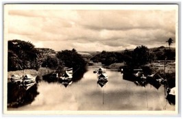 Fishing Boats On River RPPC Lines Dropped in Water c1920 Postcard B27 - £11.75 GBP