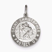 Saint Christopher Medal Pendant Real Solid .925 Sterling Silver - £50.29 GBP