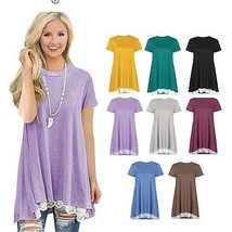 Size: X-Large,Color: Sea Blue - Sea Waves Tunic With Flowery Lace In 8 C... - $42.99