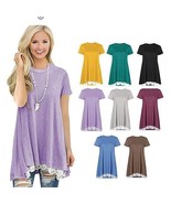 Size: X-Large,Color: Sea Blue - Sea Waves Tunic With Flowery Lace In 8 C... - $42.99