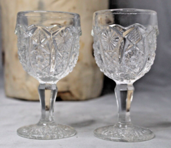 Cordial Liquor Glass Stemware Set of 2 Cut Glass Dessert Wine Pedestal - $12.46