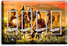 Wild Prairie Horses Beautiful Southwest Sunset 4 Gfi Light Switch Plate Hd Decor - £16.34 GBP