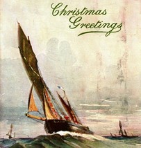 Raphael Tuck Aquarette Christmas Greetings Ship on Water 1908 Vtg Postcard - £5.56 GBP