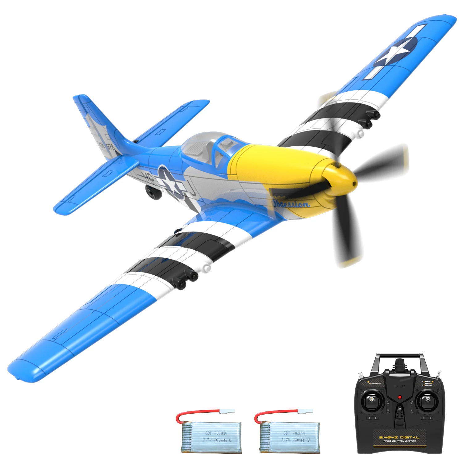 2023 New Rc Glider  2.4G 4CH 6-Axis EPP 400mm P51D Mustang RTF Airplane  One-key - £117.16 GBP+
