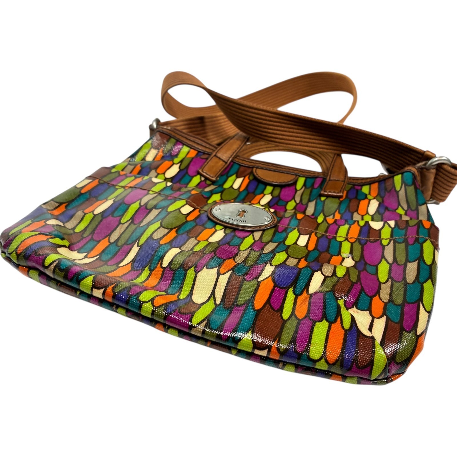 Fossil Calypso Key-Per ZB5125 Multi Feather PVC Coated Textile Crossbody Bag Item image 7