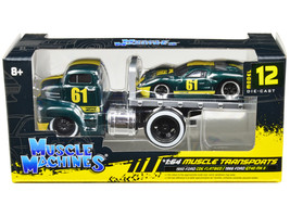 1950 Ford COE Flatbed Truck #61 and 1966 Ford GT40 MK II #61 Green Metallic with - £18.92 GBP